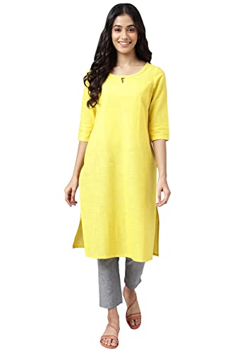 Image of Aurelia Women's Cotton Straight Fit Opaline Solid Kurta