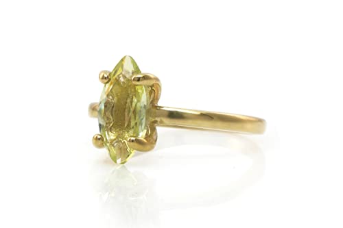 Bague de promesse quartz citron Anemone en or avec boîte cadeau