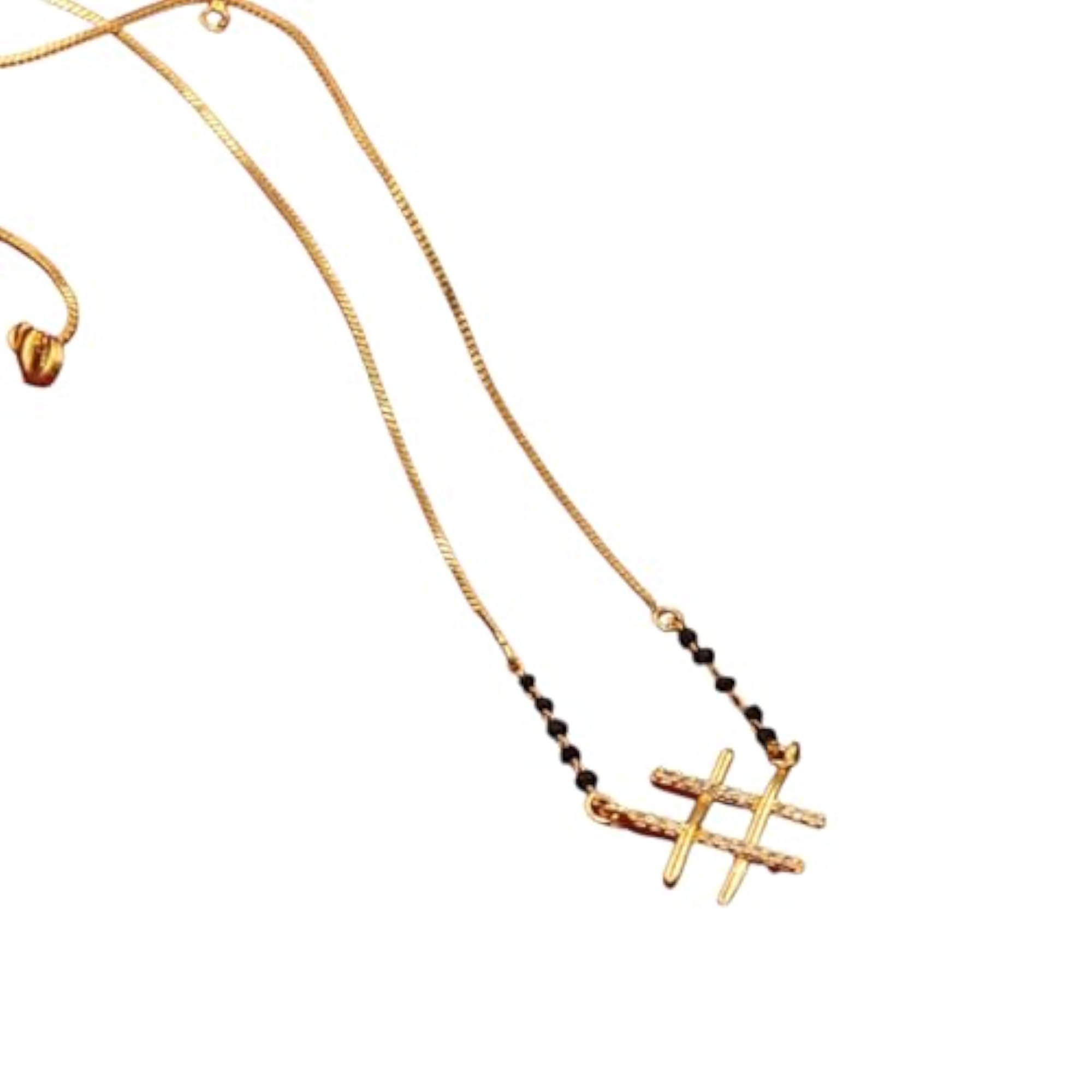 Traditional Gold-Plated Black Beads Short Mangalsutra