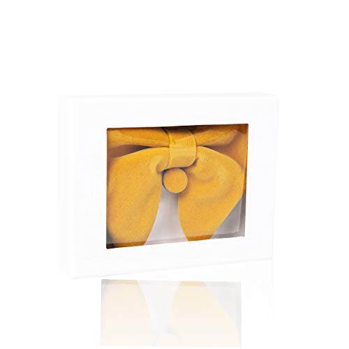 Image of GUSLESON Mens Solid Plaid Velvet Pre-tied Adjustable Bow Tie and Pocket Square Cufflink Set with Gift Box