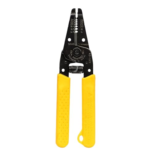 Image of IDEAL Electrical 45-121 T-6 T-Stripper - 14-26 AWG, Yellow Wire Stripper with Looping Holes, Plier Nose, Spring Loaded Automatic Opening