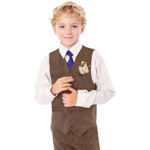 Formal Boys Tweed Vest Toddler Tuxedo 4 Button Vest for Kids