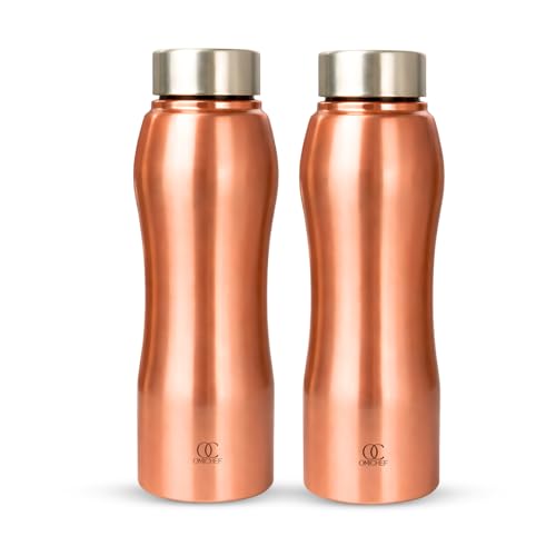 Image of Omichef Stainless Steel Water Bottle 1L (Pack of 2) | Copper Finish | Fridge Safe, Leak Proof, BPA Free | Ideal for Home, Office, School & Gym