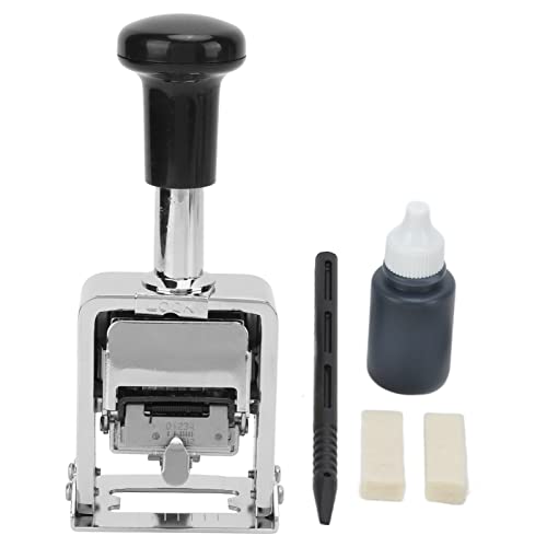 【Accessori Inclusi per una Pronta Utilizzazione】--- Kit completo con inchiostro di ricarica, bacchetta di regolazione e 2 set di cifre sostituibili. Il di blocco integrato protegge le cifre da polvere quando non in uso.