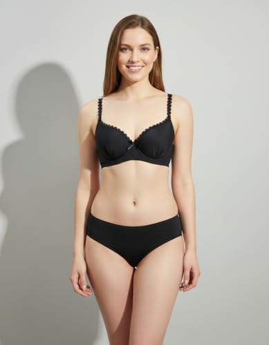 Image of M R Shopzilla Women's Underwire Premium Lycra Silk Bra and Panty Set - Seamless T-Shirt Bra with Matching Mid-Rise Panty - Smooth, Stretchable Lingerie Set for Everyday Comfort & Style
