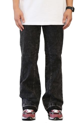 AIRNINE Men's Flared Raw Black Denim Jeans (28 to 40)2