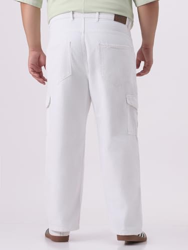 Image of Urbano Plus Men Mid Rise Loose Baggy Fit Cargo Jeans with 6 Pockets Non-Stretchable