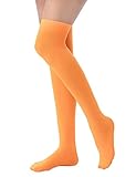 Lastclream Velma Costume Thigh High Stockings for Women Over Knee Socks Adult Cosplay Hosiery Plus Size for Girls (Orange)