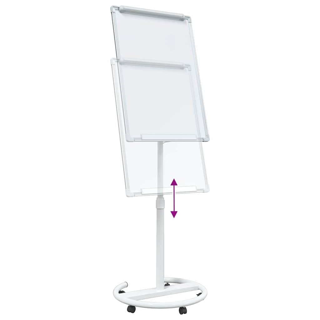 Magnetyczna tablica suchościeralna z EPS szara biała 62 x 62,5 x 197 cm z przenośnym uchwytem z regulacją wysokości, do biura, prezentacji, targów i szkoleń
