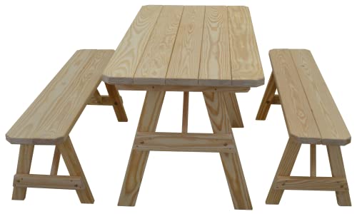 Furniture Barn Usa Pine 5' Traditional Table With 2 Benches, Unfinished #TOP2