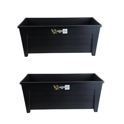 Easy Shopping Black Large Grosvenor Trough 55cm Long Plant Pot Flower Planter Ideal for Home Office Balconies Gardens Greenhouses & Patios & Park (2)