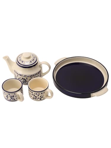 Image of miah decor Ceramic Tea Set with Kettle and Tray with 2 Cups