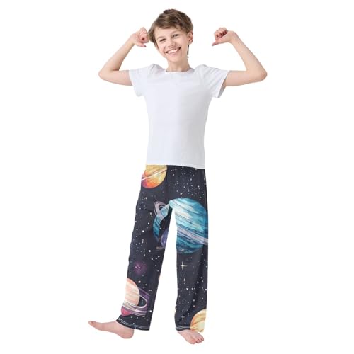 ZZXXB Space Planets Boys Long Pants Soft Trousers Elastic Waist Kids Lounge Bottoms with Pockets S-XL2