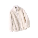 OFTBUY Stehkragen Schafschur Korn Fleece Echtpelz Lammwolle Mantel Frauen Oberbekleidung Lose Dicke Streetwear-1aA2