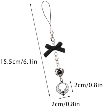 LKIRYUF Gothic Phone Lanyard Butterfly Heart Keychain Pendant Versatile Phone Strap Fashionable Accessory for Phones Trendy Accessory - 2