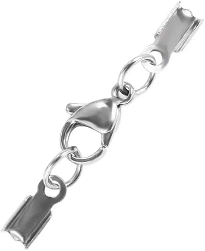 Image of Jewelry Making Kit Lobster Clasps Fold Over Cord End Caps Jump Rings Crimp End Tips for Necklace Bracelet DIY Craft Supplies Silver 190 Pieces