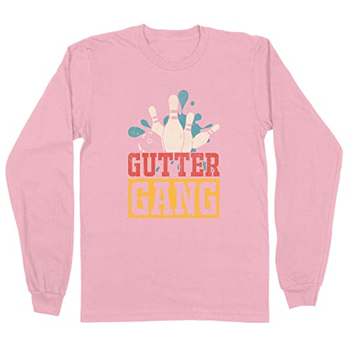 TeesAndTankYou Gutter Gang Bowling Long Sleeve Shirt Unisex 4X-Large Pink