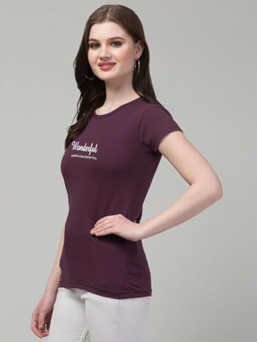 Image of Cotton Regular Fit Printed Half Sleeves T-Shirt for Women (Wonderful)