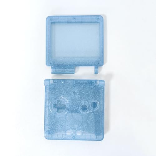 Image of Hzxkqmil Replacement Full Shell Case Kit for Gameboy Advance SP Console | Custom Transparent Housing DIY Clear Cover with Buttons Screws Repair Parts + Screwdrivers Tools for GBA SP (Blue Sparkle)