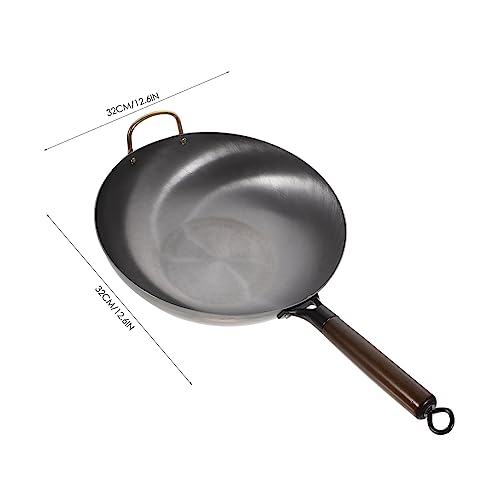 Wok plano de hierro PRETYZOOM con diseño antiadherente miniatura 3