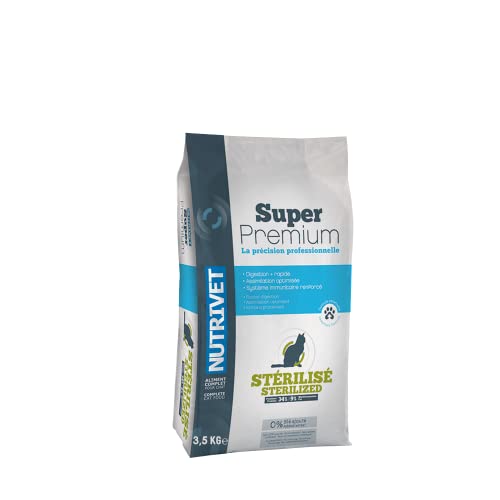 NUTRIVET - Super Premium - Chat Stérilisé - Croquettes sans Blé - Chat - Riche en Protéines Animales - 3,5 kgs