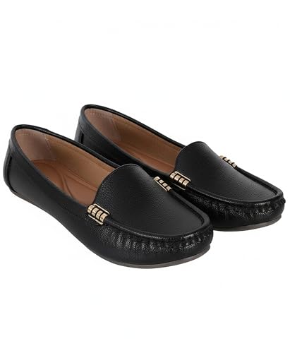 Image of Pluxh Women Ballet Flats | Slip-On Casual & Formal Shoes | Elegant Metal Accent Design, Soft Cushioned Insole with Flexible Anti-Slip Sole | Office Wear, Daily Use & Travel Footwear