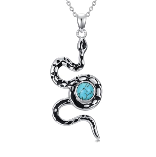 Nature Turquoise Snake Necklace for Women 925 Sterling Silver Vintage