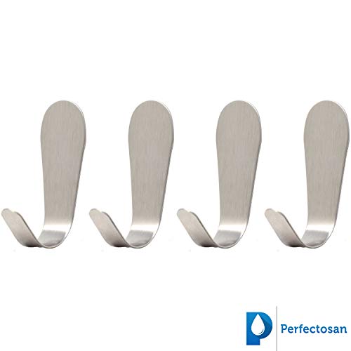 Preisvergleich Produktbild [PERFECTOSAN] Edelstahl-Handtuchhaken 4er Set selbstklebend ohne bohren, rostfrei, Handtuchhalter selbstklebend