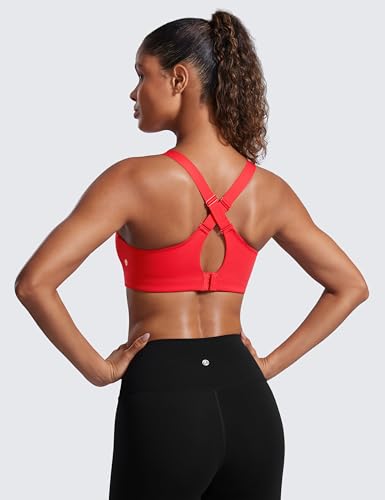 Image of CRZ YOGA Womens Zip Front High Impact Sports Bra - Molded Cup Adjustable Convertible Straps Wireless Workout Yoga Crop Top