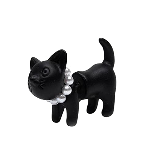 Pendientes de gota personalizados con tres gatos, aretes pequeños de animal perforado, aretes de aro de 25 mm, Negro, Taille unique