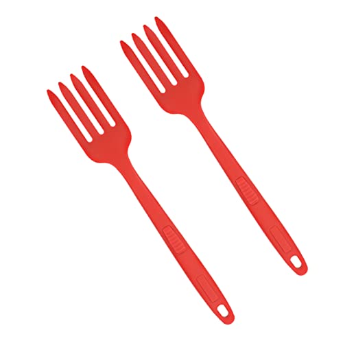 ABOOFAN Fourchette En Silicone Rouge Ergonomique Réutilisable 2 Pièces Pour Pâtes Et Nouilles Frites, Ustensile Cuisine Lavable, Famille Et Restauration