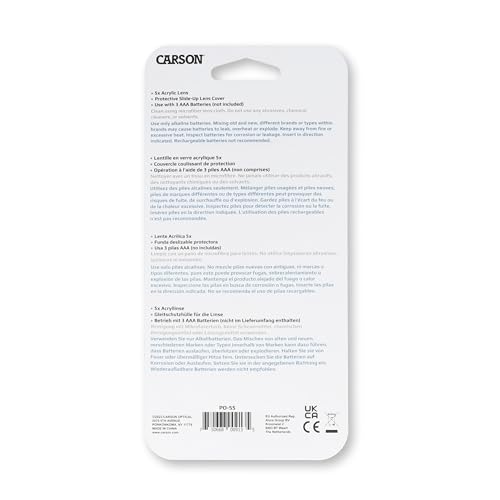 Image of Carson 5X MiniBrite LED Lighted Slide-Out Aspheric Magnifier with Protective Sleeve (PO-55)