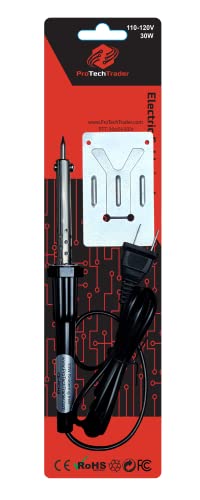 30 Watt Soldering Iron Replaceable Precision Tip 30W Fine Point Conical Electronics Circuit Repair Through Hole Printed Boards Prototyping 120V Plug Pencil Welder Works With 60/40 And Solder #TOP7