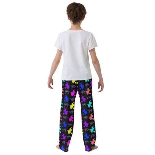 ZZXXB Witch Colorful Print Boys Long Pants Soft Trousers Elastic Waist Kids Lounge Bottoms with Pockets S-XL3