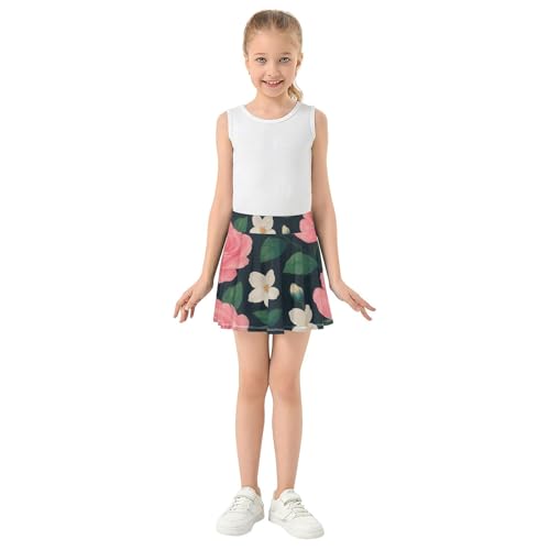 Joisal Athletic Shorts for Girls Skorts Cute Pink White Flowers Toddler Tennis Skirts Fun Cute Flowy Skort 3t3