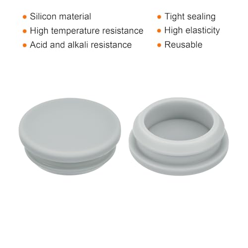 Image of MECCANIXITY 2pcs Silicone Snap in Locking Hole Plugs,32.6mm /1.3 Inch Mounting Diameter Narrow Groove Width 5mm Panel Seal Cover Round for Kitchen Bulkheads Waterproof Sealing Plugs Grey