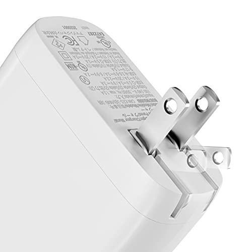 Image of Amazon Basics 68W Two-Port GaN Wall Charger with 1 USB-C (60W) & 1 USB-A Ports (18W) with PD for Laptops, Tablets & Phones (iPhone 16 /15 /14 /13 /12 /11 /X, iPad, MacPro, Samsung, More), Non-PPS, White