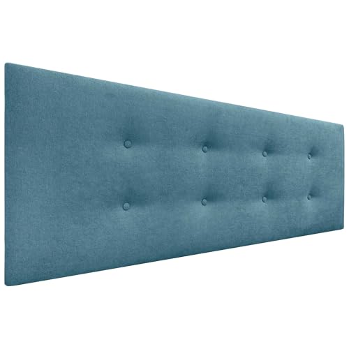 DHOME Cabecero de Polipiel o Tela AQUALINE Pro con 2 hileras de Botones Cabezal tapizado Cama Lujo (Tela Turquesa, 135x50cm (Camas 120/135/140))