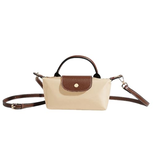 Mini Crossbody Bags for Women - Quilted Handbags Purses with Adjustable Strap Nylon Small Handbags Ladies Shoulder Bags Totes Bage for Phone Keys Wa (Beige)