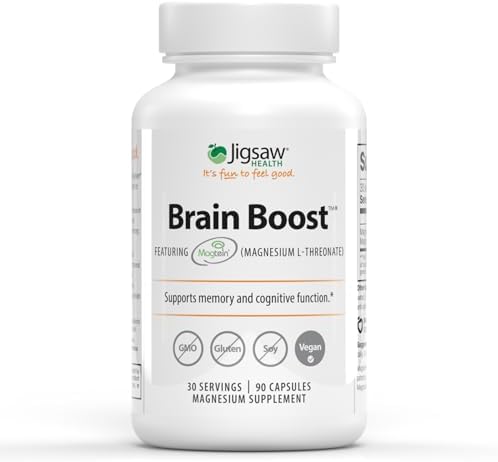 Jigsaw Health Brain Boost | Supports Memory and Cognitive Function | Magnesium L-Threonate | 90 Capsules | 30 Servings