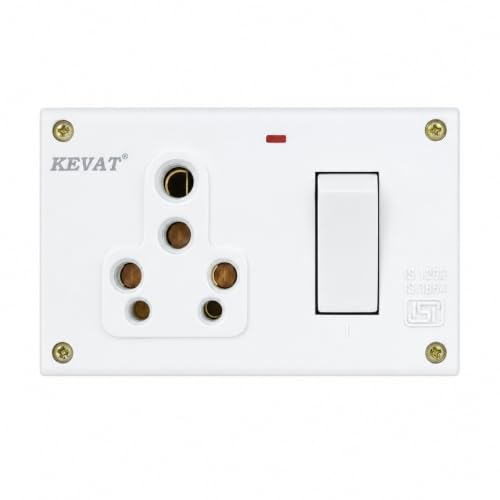 Image of 16A Combined Box with Universal Socket & LED Indicator | Heavy Duty Power Socket | ISI Marked | Heat Resistant | For Geyser, AC, Microwave & Heavy Appliances