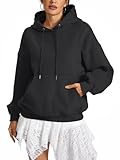 EasyGala Womens Fleece Hoodies with Pocket Oversized Hooded Sweatshirt Trendy Pullover Long Sleeve Top Fall Outfits 2026 Black Medium