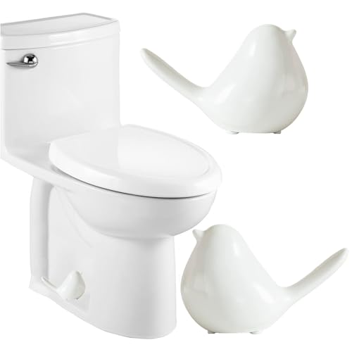 Ceramic Bird Toilet Bolt Covers Decorative Toilet Bolt Caps Set of 2 Toilet Caps for Bottom of Toilet Toilet Screw Cover Caps for Bolts Bathroom Decor Acessories Easy Installation (White)