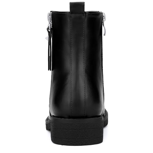 Allegra K Allegra K Black Boots for Women Round Toe Zipper Chunky Low Heel Ankle Boots 6 M US