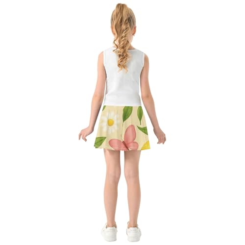 Joisal Toddler Tennis Skirts White Daisies Yellow Lemons Girls' Shorts Athletic Skorts Funny Girl Skort 4t4
