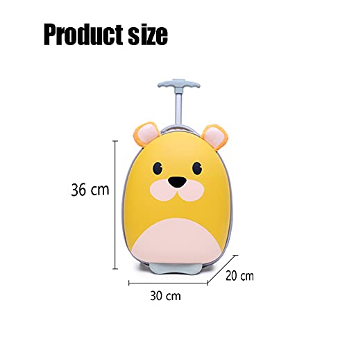 PLMKO 14-Inch Schattige Cartoon Kinderbagage, Jongen En Meisje Reizen Koffer, Lichtgewicht Harde Schaal Kleine Trolley Koffer Met 2 Wielen,Brown bear - Image 3