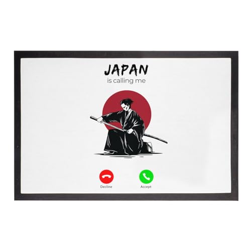 Paillasson Blanc Japan is Calling Me Samurai 75x50cm