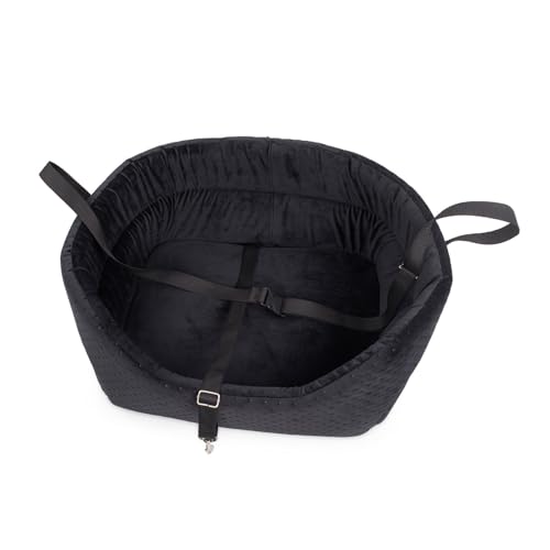 BOUTIQUE ZOO Hunde Autositz Universal Waschbar Abriebfest, Autositz Hund für Vordersitz, Beifahrersitz, Rückbank, Hundebett Hundetasche, L: 56 cm x 48 cm, Schwarz - Wildlederimitat - Velvet