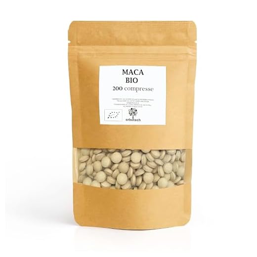 ERBOTECH, 200 Compresse Maca Peruviana BIO, Capsule Ricche di Fonte Minerali, Vit B, Vit C, Vit E, Senza Glutine, Adatto a Vegetariani e Vegan, 100 g