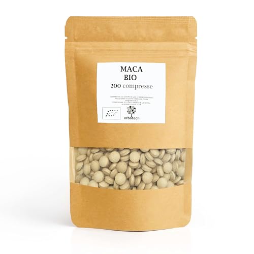 ERBOTECH, 200 Compresse Maca Peruviana BIO, Capsule Ricche di Fonte Minerali, Vit B, Vit C, Vit E,...
